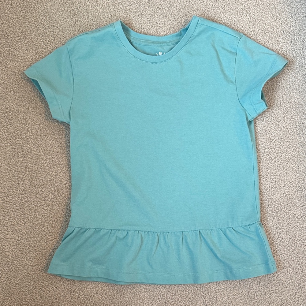 Primary Aqua Blue Short Sleeve Peplum Tee